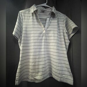 Nike Women's Striped Button Down Shirt - Gray